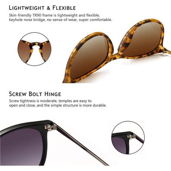 2 Pack Vintage Round Sunglasses for Women Men Classic Retro Designer Style - Picture 6 of 7